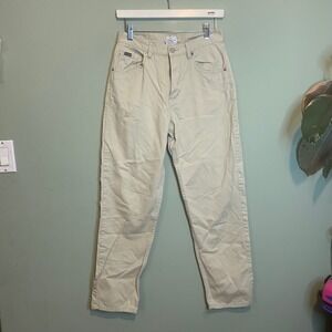 Calvin Klein Womens Casual Denim High Rise Relaxed Straight‎ Jeans Beige Size 7